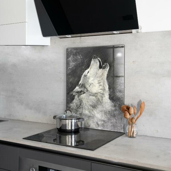 Küchenrückwand Spritzschutz Kanadische Wolf-Illustration