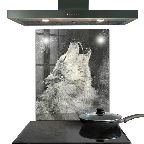 Küchenrückwand Spritzschutz Kanadische Wolf-Illustration