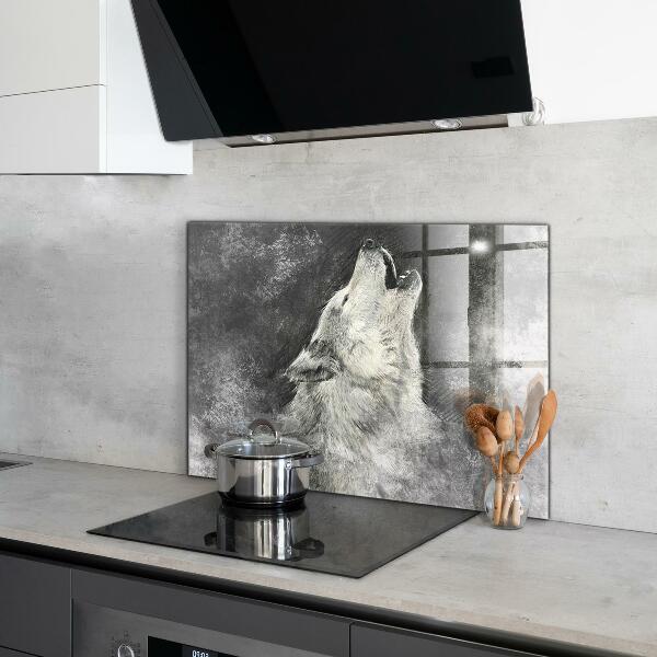 Küchenrückwand Spritzschutz Kanadische Wolf-Illustration