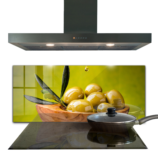 Küchenrückwand Spritzschutz Grüne frische Oliven