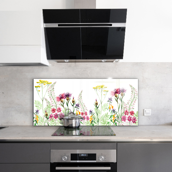 Küchenrückwand Spritzschutz Wiese mit bunten Blumen