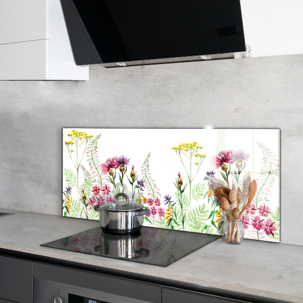 Küchenrückwand Spritzschutz Wiese mit bunten Blumen