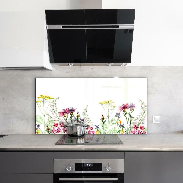 Küchenrückwand Spritzschutz Wiese mit bunten Blumen