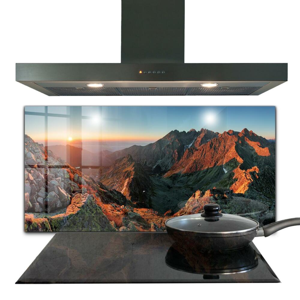 Küchenrückwand Fliesenspiegel Bergpanorama-Sonnenuntergang