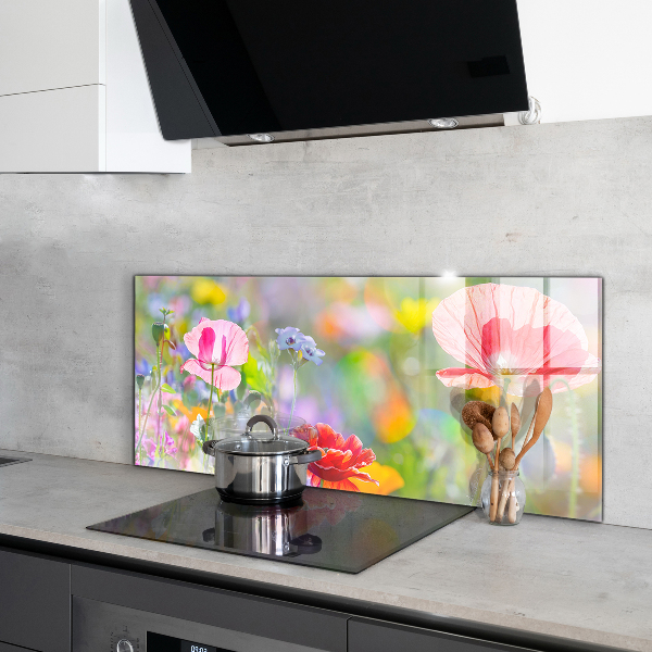 Küchenrückwand Spritzschutz Sommerwiese mit Mohnblumen
