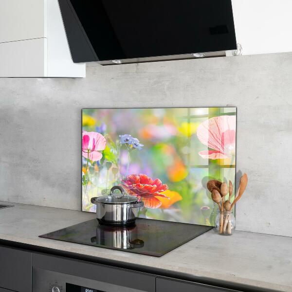 Küchenrückwand Spritzschutz Sommerwiese mit Mohnblumen