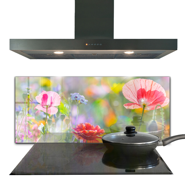 Küchenrückwand Spritzschutz Sommerwiese mit Mohnblumen