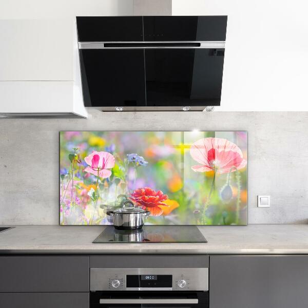 Küchenrückwand Spritzschutz Sommerwiese mit Mohnblumen