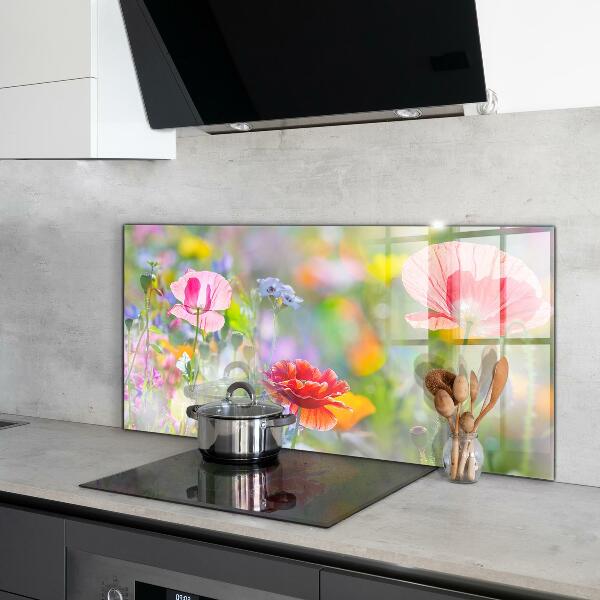 Küchenrückwand Spritzschutz Sommerwiese mit Mohnblumen