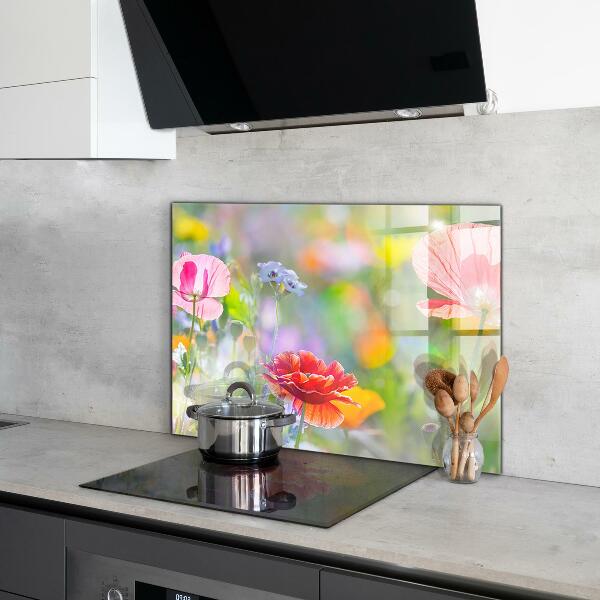 Küchenrückwand Spritzschutz Sommerwiese mit Mohnblumen