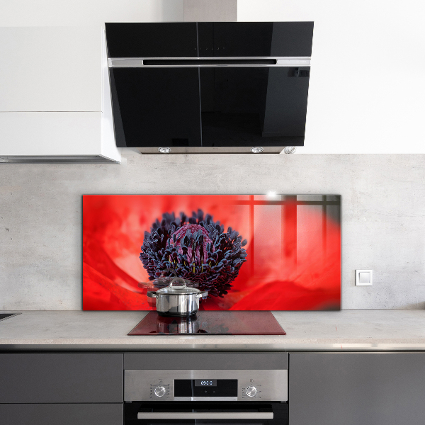 Küchenrückwand Spritzschutz Details zur roten Mohnblume