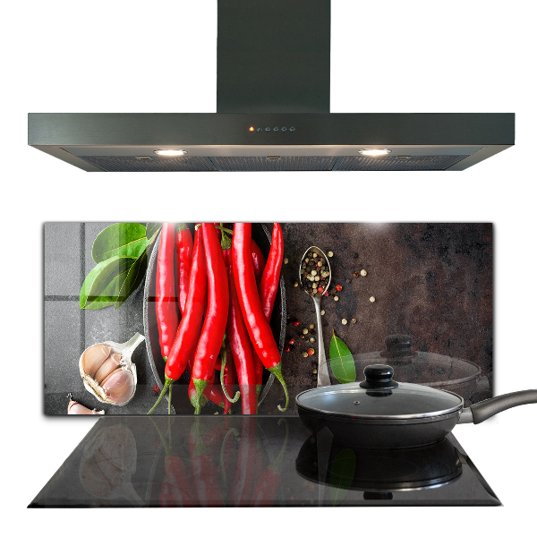 Küchenrückwand Spritzschutz Peperoni kochen