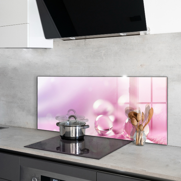 Küchenrückwand Spritzschutz Tautropfen auf einer rosa Blume