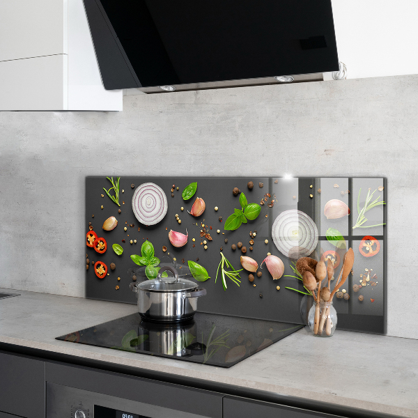 Küchenrückwand Spritzschutz Gewürze italienische Küche