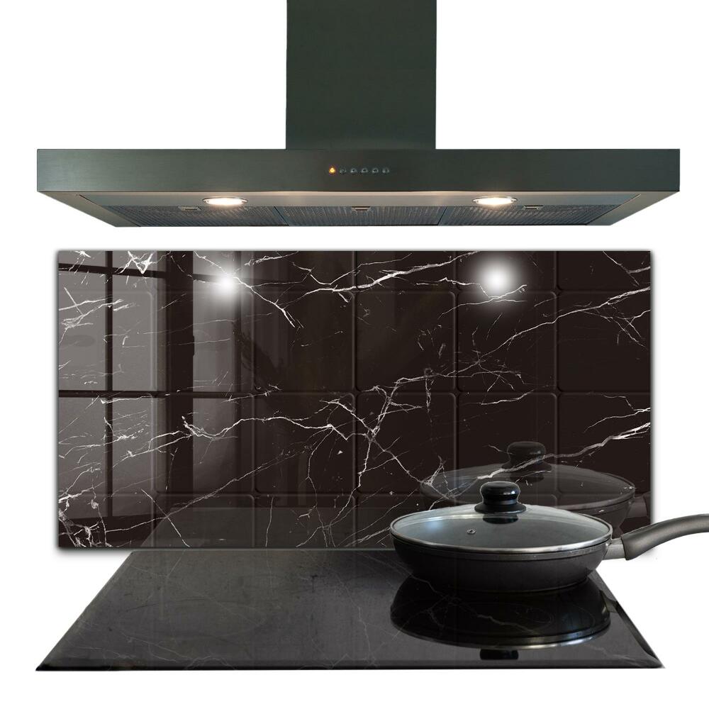 Küchenrückwand Fliesenspiegel Schwarze Marmorstruktur