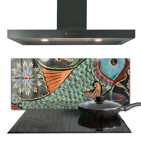 Küchenrückwand Spritzschutz Mosaik Fisch Vintage Keramik