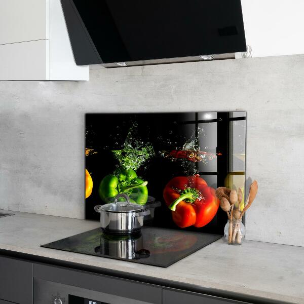 Küchenrückwand Spritzschutz Bunte Paprika unter Wasser