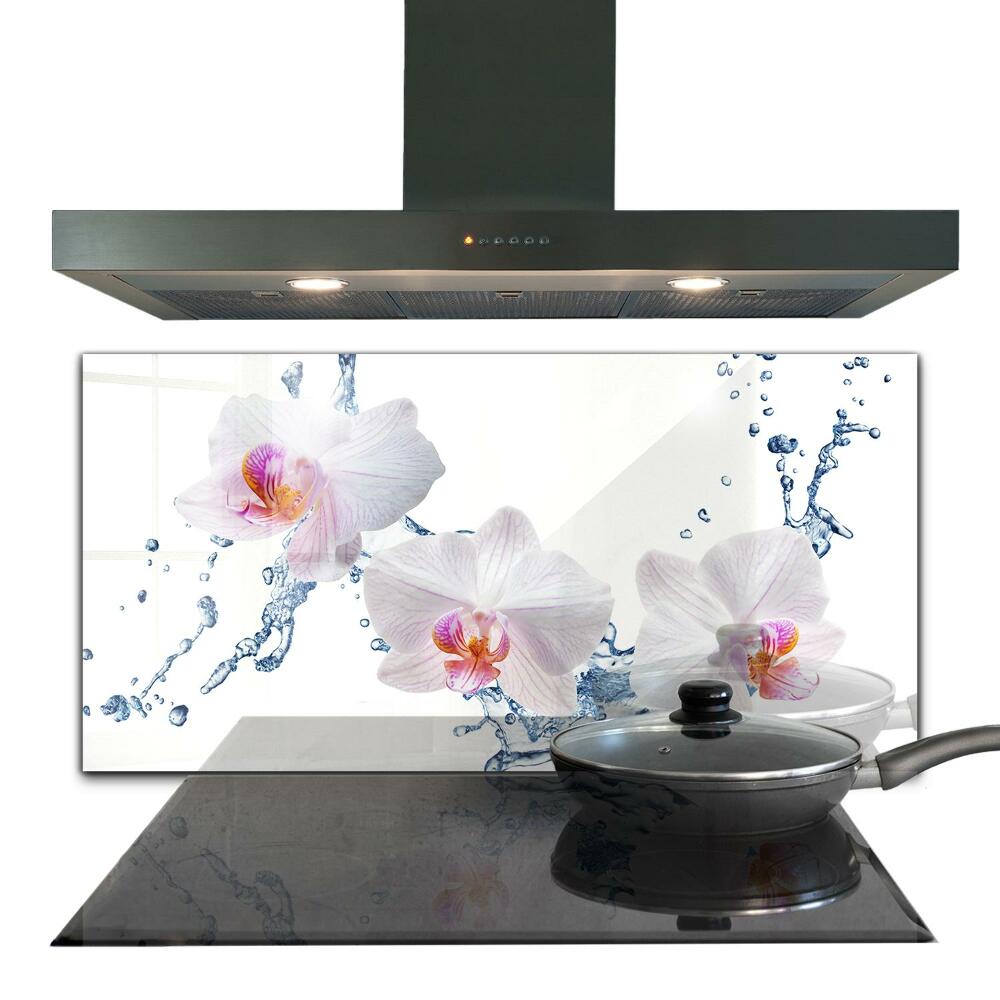 Küchenrückwand Fliesenspiegel Orchidee mit Wasser bestreut