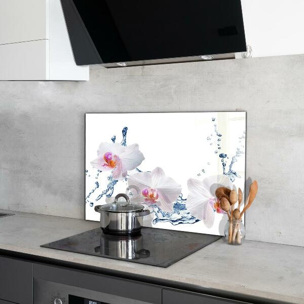 Küchenrückwand Fliesenspiegel Orchidee mit Wasser bestreut