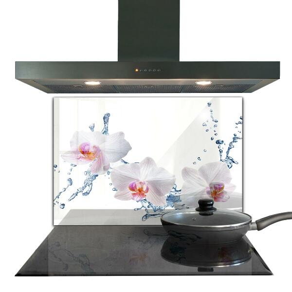 Küchenrückwand Fliesenspiegel Orchidee mit Wasser bestreut