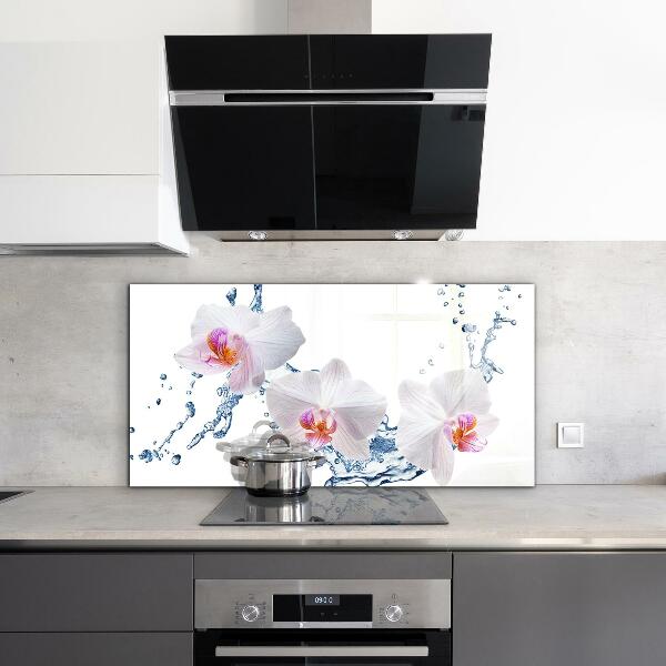 Küchenrückwand Fliesenspiegel Orchidee mit Wasser bestreut