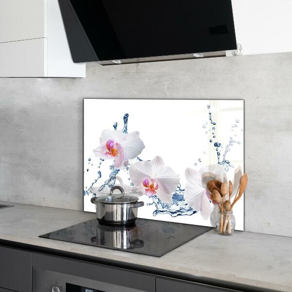 Küchenrückwand Fliesenspiegel Orchidee mit Wasser bestreut
