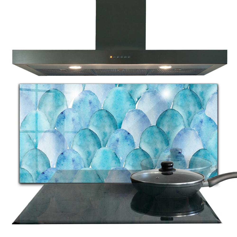 Küchenrückwand Spritzschutz Aquarell-Skalen-blaues Muster