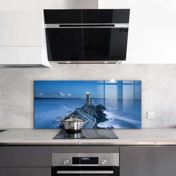 Küchenrückwand Fliesenspiegel Leuchtturm in der Abenddämmerung