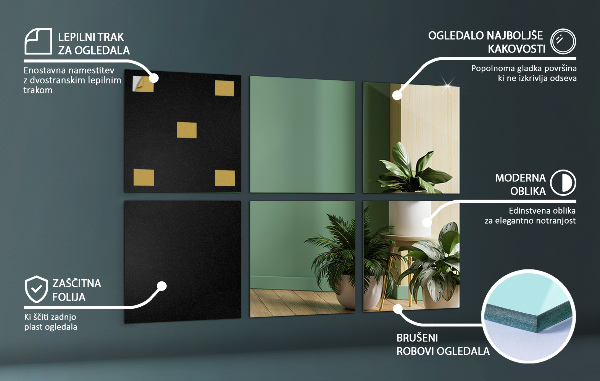 Selbstklebende spiegelfliesen 6 Stk. 20X20 cm