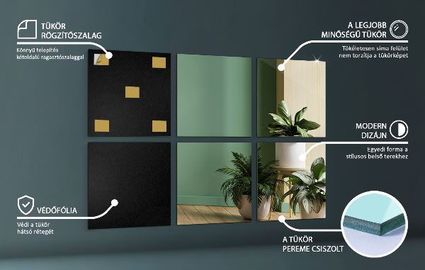 Selbstklebende spiegelfliesen 6 Stk. 20X20 cm