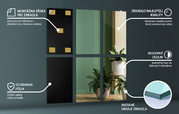 Spiegelfliesen wand 6 Stk. 30X16 cm