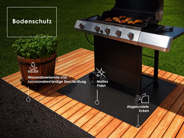 Viertelkreisförmige Grillunterlage Terrasse 100x100 cm