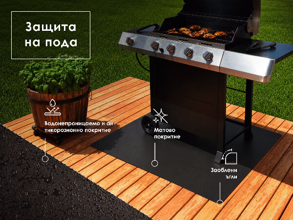 Halbovale Bodenschutzmatte für Grill 80x90 cm