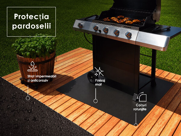 Halbovale Feuerfeste Grillunterlage 100x100 cm