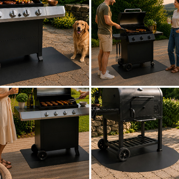 Rechteckige Bodenschutzmatte für Grill 100x80 cm