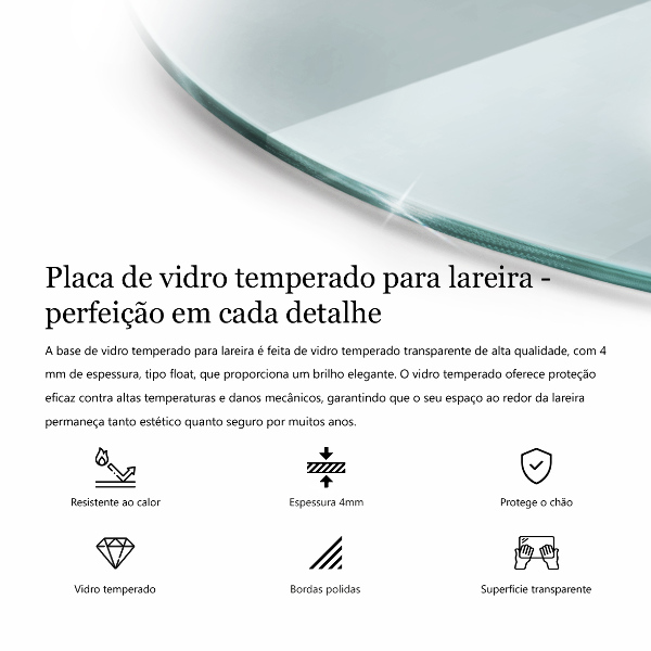 Glasplatte unter Kamin viertel 100x100 cm