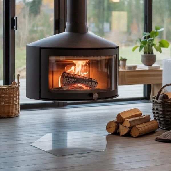 Glasplatte unter Kaminöfen quadrat h40