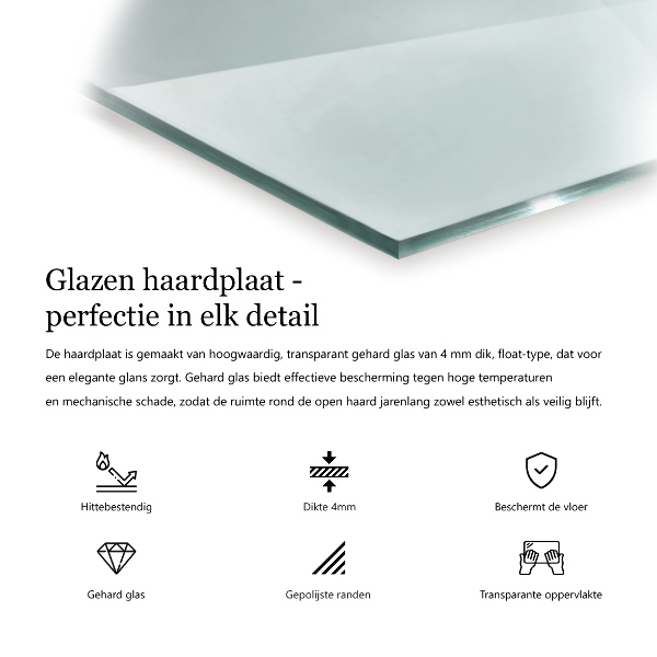 Glasplatte unter Kaminöfen quadrat h40