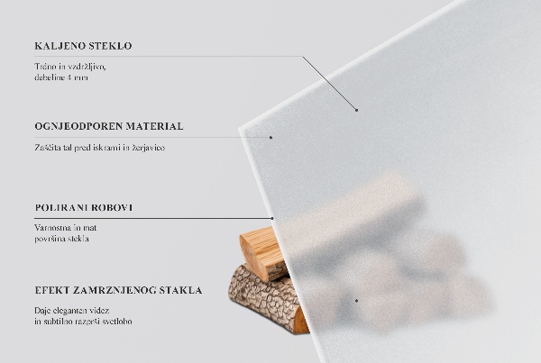 Sechseckige transluzente Kamin Glasplatte h40 cm