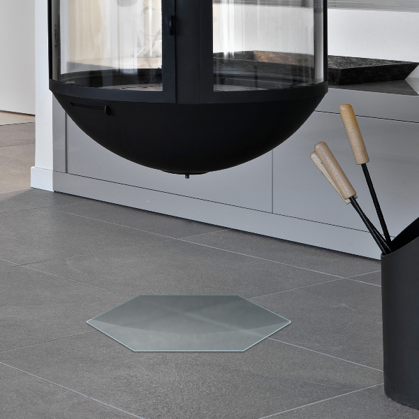 Sechseckige transluzente Kamin Glasplatte h40 cm