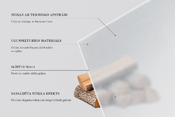 Sechseckige transluzente Kamin Glasplatte h40 cm