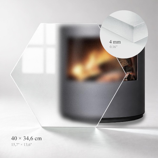 Sechseckige transluzente Kamin Glasplatte h40 cm