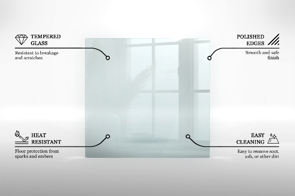 Glasplatte unter Kaminöfen quadrat 60x60 cm