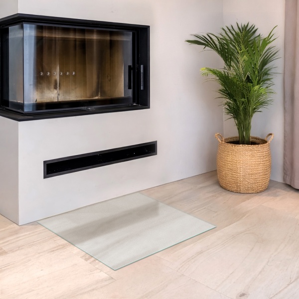 Quadratische transluzente Kamin Glasplatte 60x60 cm