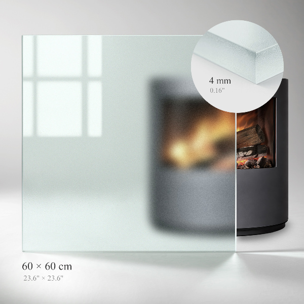 Quadratische transluzente Kamin Glasplatte 60x60 cm