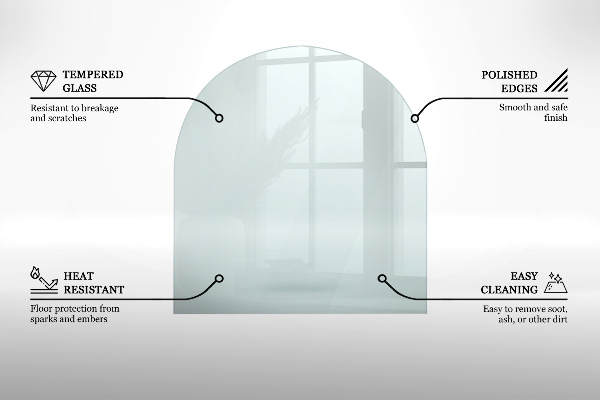 Glasbodenplatte für Kaminöfen halbovale 100x100 cm