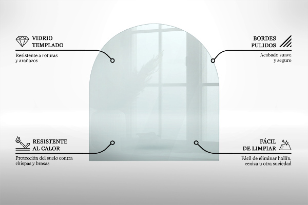 Glas unter Kamin halbovale 80x70 cm