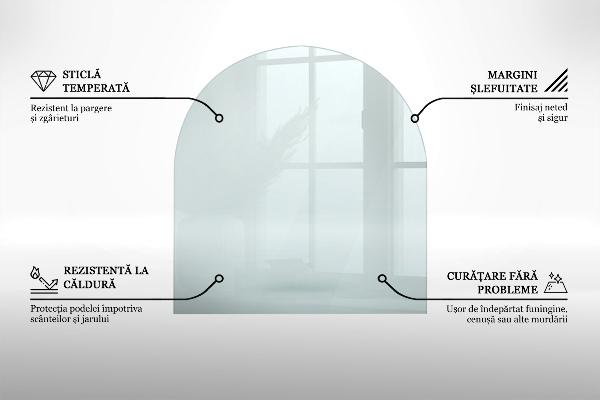 Glas unter Kamin halbovale 80x70 cm