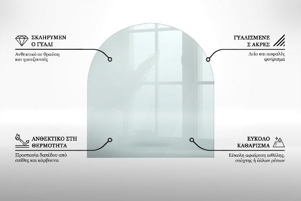 Glas unter Kamin halbovale 80x70 cm
