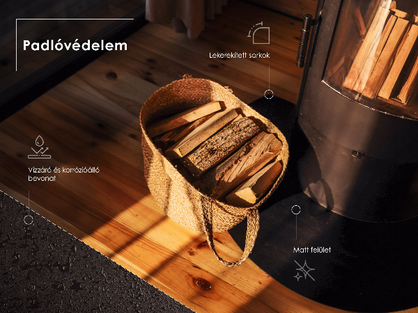 Funkenschutzplatte Kaminöfen aus Schwarzblech halboval 100x100 cm